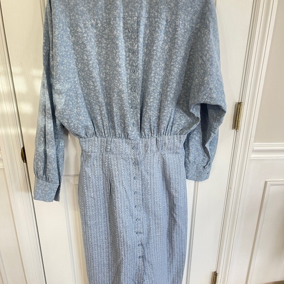 Vintage Cotton House Dress Made In USA Size 9/10  70s 80’s  Blue Floral - Picture 5 of 10